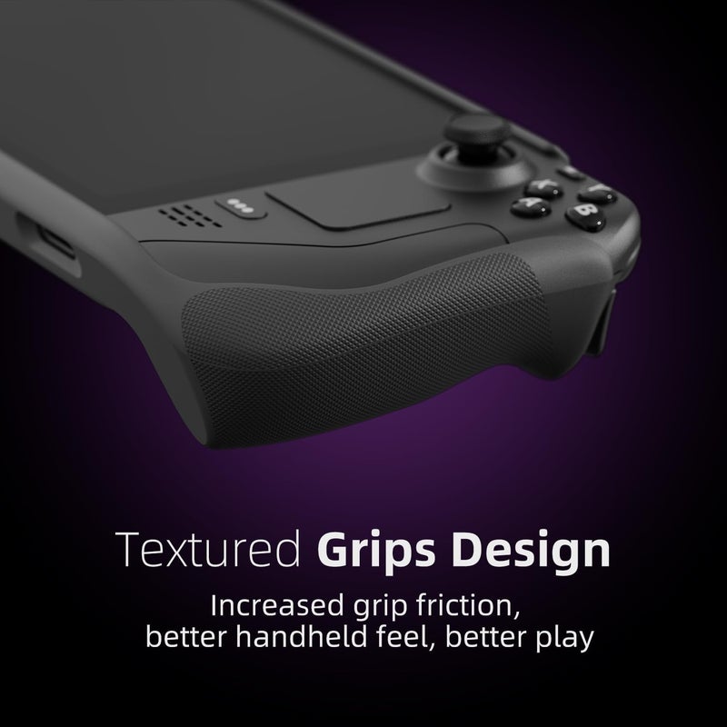 Skull & Co. GripCase SD for Steam Deck: A Soft Protective Case with Textured Grips Full Protection and Stand, Shock-Absorption Non-Slip and Anti-Scratch Cover Design - Black - Image 3